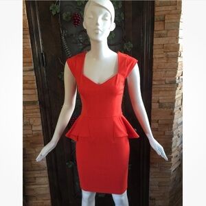 NWT Erin Fetherston Midi Peplum Orange Sheath Dress 2